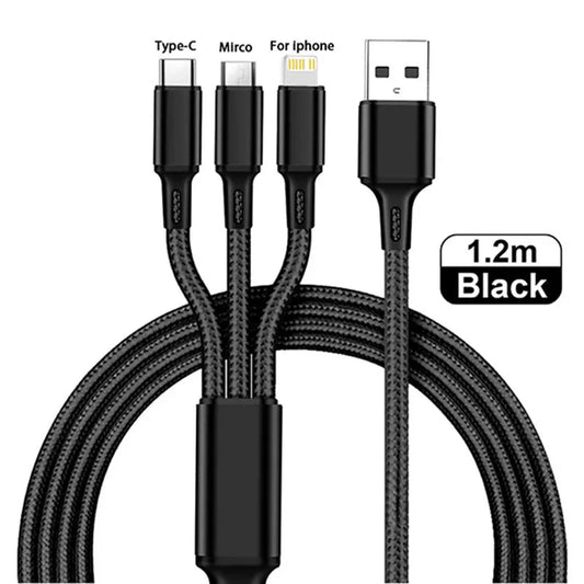 Lovebay 3 in 1 USB Fast Charging Cable Type C Micro IOS Multi Charger Cable for Iphone Huawei Samsung Nylon Braided Cord