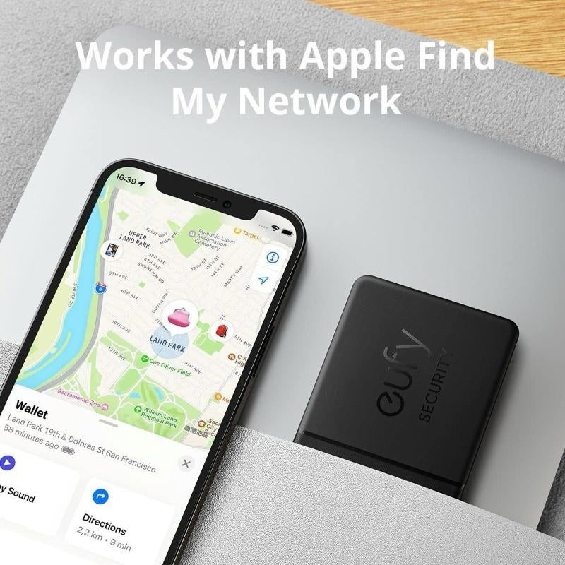 Eufy Security Smarttrack Card (Black, 1-Pack), Works with Apple Find My (Ios Only), Wallet Tracker, Phone Finder, up to 3-Year Battery Life(Android Not Supported), Water Resistant|Spingtok