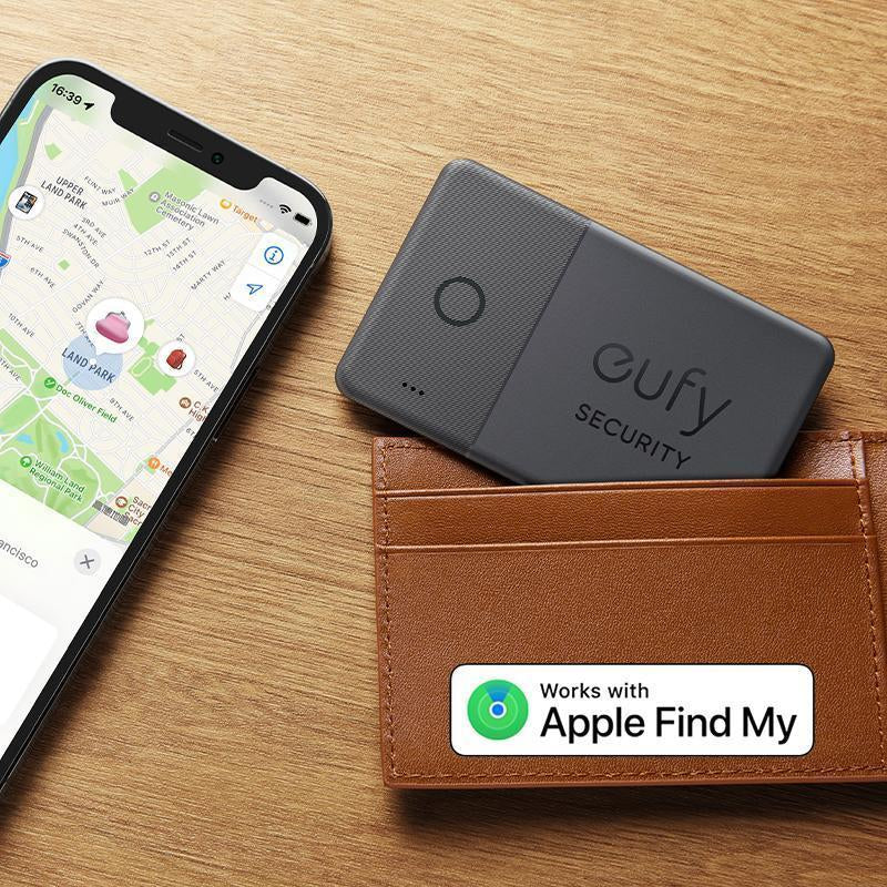 Eufy Security Smarttrack Card (Black, 1-Pack), Works with Apple Find My (Ios Only), Wallet Tracker, Phone Finder, up to 3-Year Battery Life(Android Not Supported), Water Resistant｜Spingtok